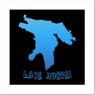 Lake Huron Great Lakes Outline Posters and Art